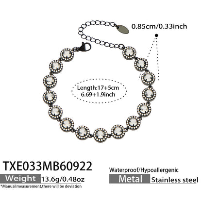 B廠【TXP033】 復古黑鈦鋼鋯石流蘇手鍊項鍊耳環套裝
 26.09-4