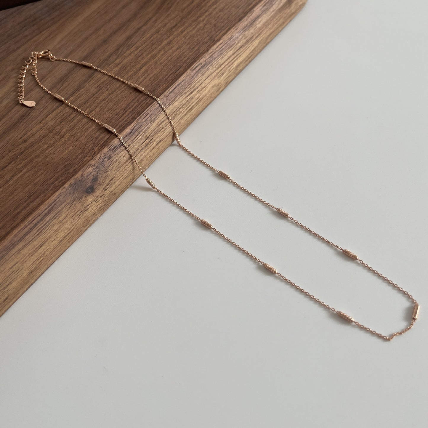 F廠【DQ2131N】S925純銀車花珠間珠十字鏈素鏈時尚簡約撞擊色疊戴鎖骨鍊女 25.02-3