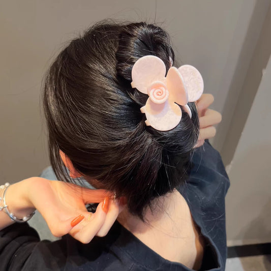 C廠【G46】品質醋酸抓夾淡粉色玫瑰花髮夾2026新款後腦勺髮量少半紮髮鯊魚夾
 26.04-3