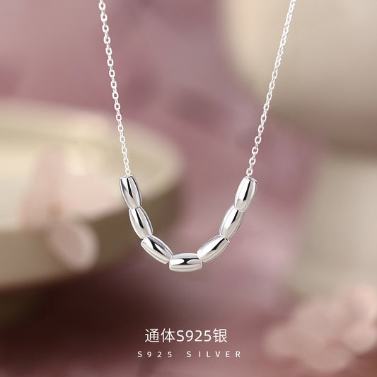 D廠【YC4067N】純銀S925七粒米項鍊氣質簡約幾何時尚精緻溫柔設計感鎖骨鏈 26.07-3