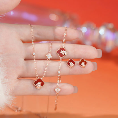 D廠【YC2693N】原創S925純銀馬到成功耳環本命年手鍊四葉草生肖馬項鍊
 25.10-4