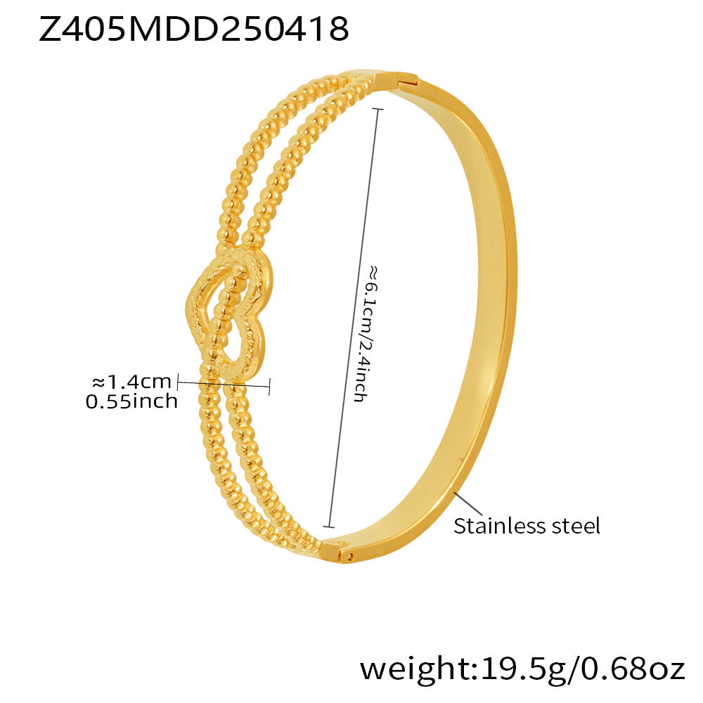 B廠【Z405】ins小眾時尚設計高質感雙線愛心卡扣手鐲不鏽鋼鍍金手環 25.04-4