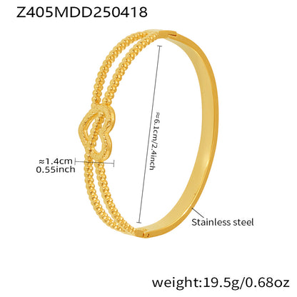 B廠【Z405】ins小眾時尚設計高質感雙線愛心卡扣手鐲不鏽鋼鍍金手環 25.04-4