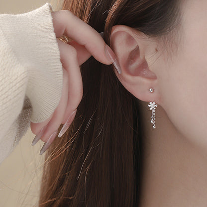 D廠【YC4369E】S999足銀雪花彎鉤螺絲耳環多款式甜美氣質百搭小眾耳飾 25.01-4