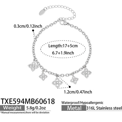 B廠【TXP594】歐美熱銷四葉花超閃滿鑽鋯石DIY多配件項鍊手鍊套組不鏽鋼鍍18k金
 26.06-4