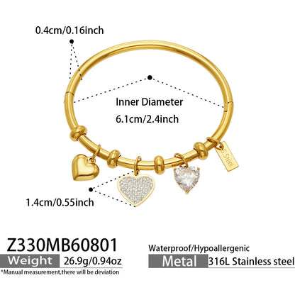 B廠【Z330】歐美幾何新款不鏽鋼鍍18k金 多愛心配件時尚百搭個性女飾品手鐲
 26.08-1