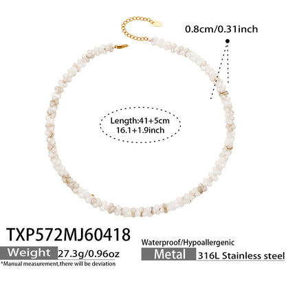B廠【TXP572】歐美時尚輕奢天然貝殼骨頭形手鍊項鍊套裝跨境熱銷高質感氣質飾品
 26.04-4
