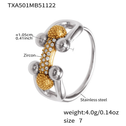 B廠【TXP501】不銹鋼馬蹄扣帶鑽飾品耳環戒指手鍊項鍊首飾套裝鍍18k真金不掉色
 25.11-4