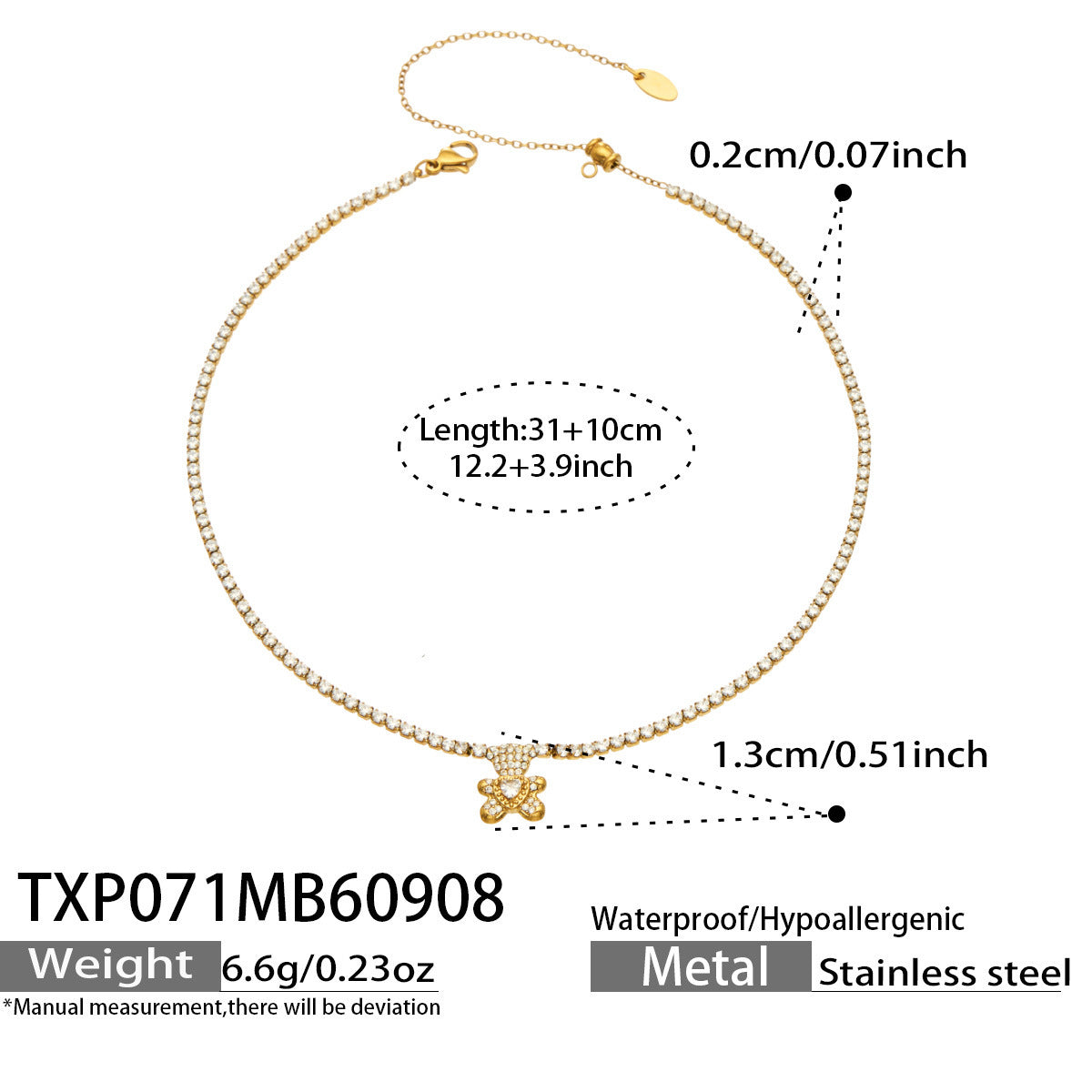 B廠【TXP071】幾何新款ins風Y字小熊愛心鋯石鏈條不鏽鋼簡約小眾女飾品手鍊項鍊
 26.09-3