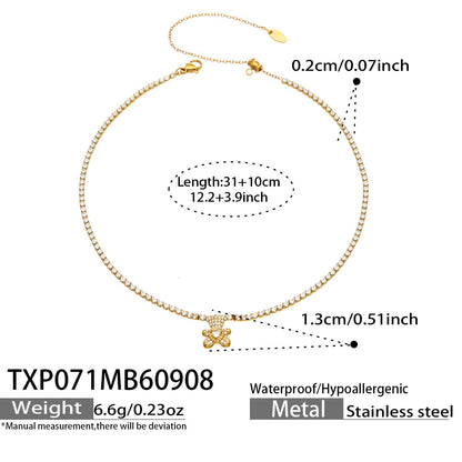 B廠【TXP071】幾何新款ins風Y字小熊愛心鋯石鏈條不鏽鋼簡約小眾女飾品手鍊項鍊
 26.09-3