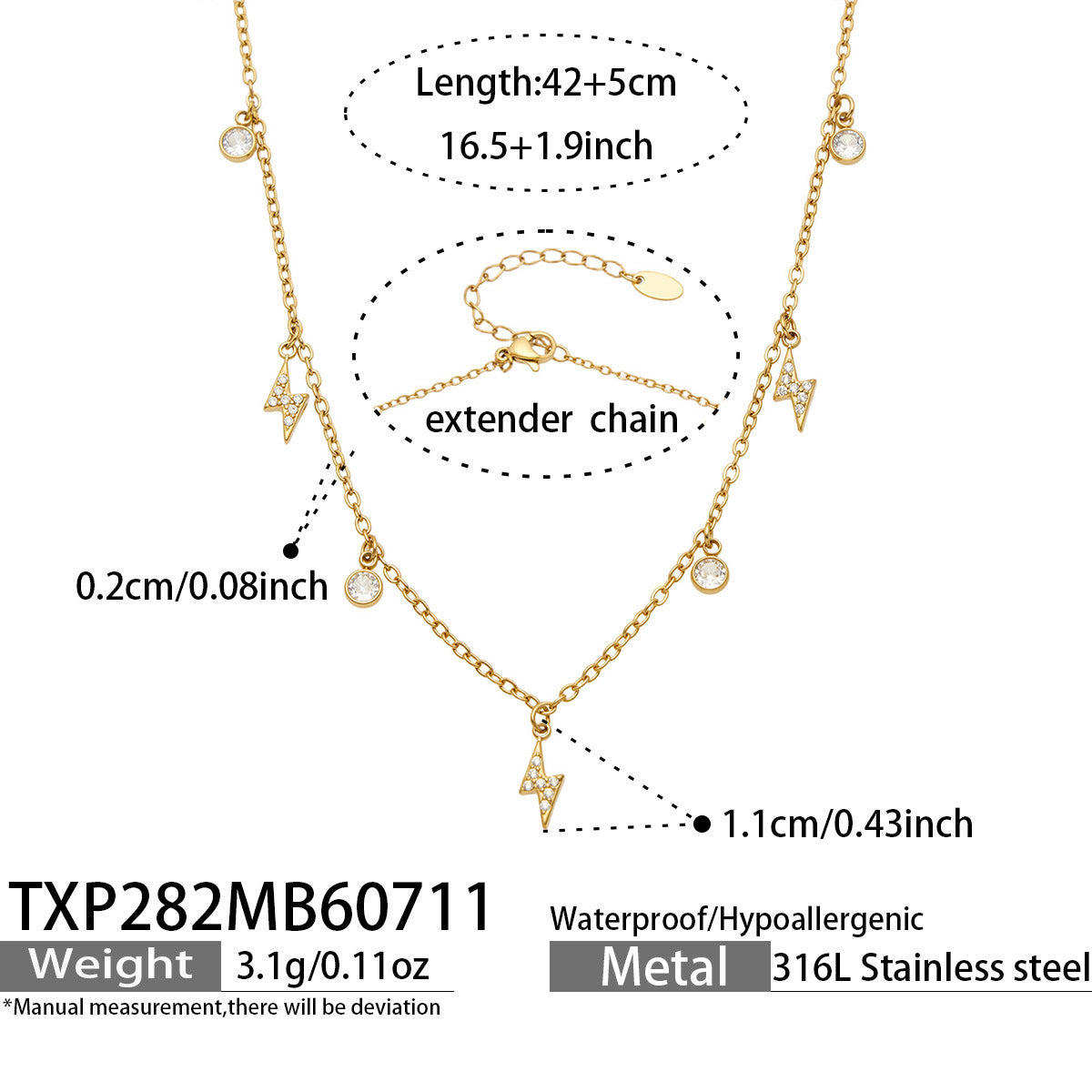 B廠【TXP282】5A鋯石四葉花閃電多吊墜項鍊手鍊組合
 26.10-3