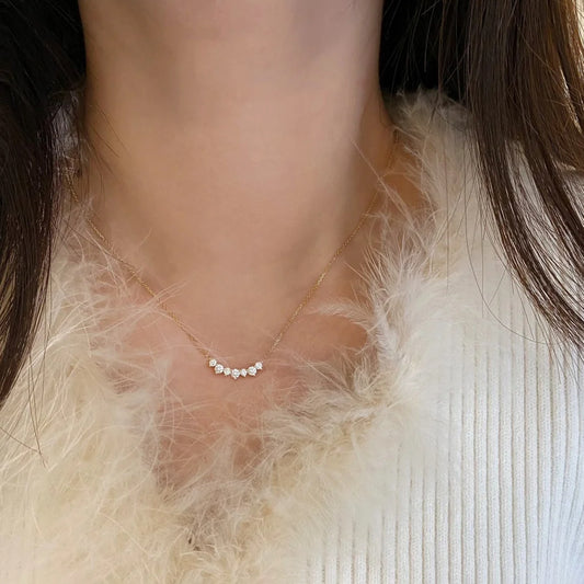 E廠【XDQ0215N】S925純銀小眾精緻天使微笑閃鑽項鍊女高級感鋯石通勤鎖骨鏈潮
 26.04-3