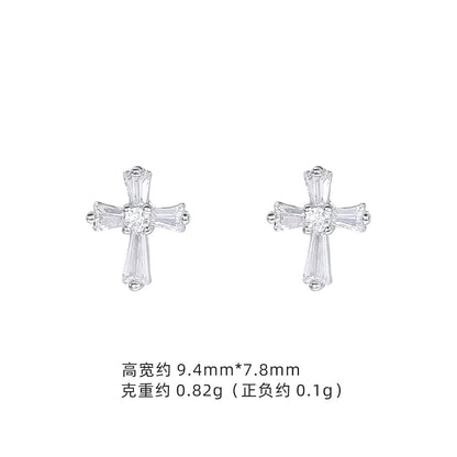 E廠【XDQ10071E】S999純銀十字架系列耳環甜酷風滴黑油耳骨釘男女疊戴百搭耳飾
 26.01-1