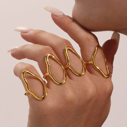 B廠【A784】不鏽鋼幾何開口可調戒指ins小眾設計感百搭戒指18k鍍真金 25.07-2