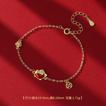 D廠【YC3291N】原創足銀S999錦上添花耳環輕奢國風錦鯉銅錢花朵手鍊鎖骨鏈
 26.01-1