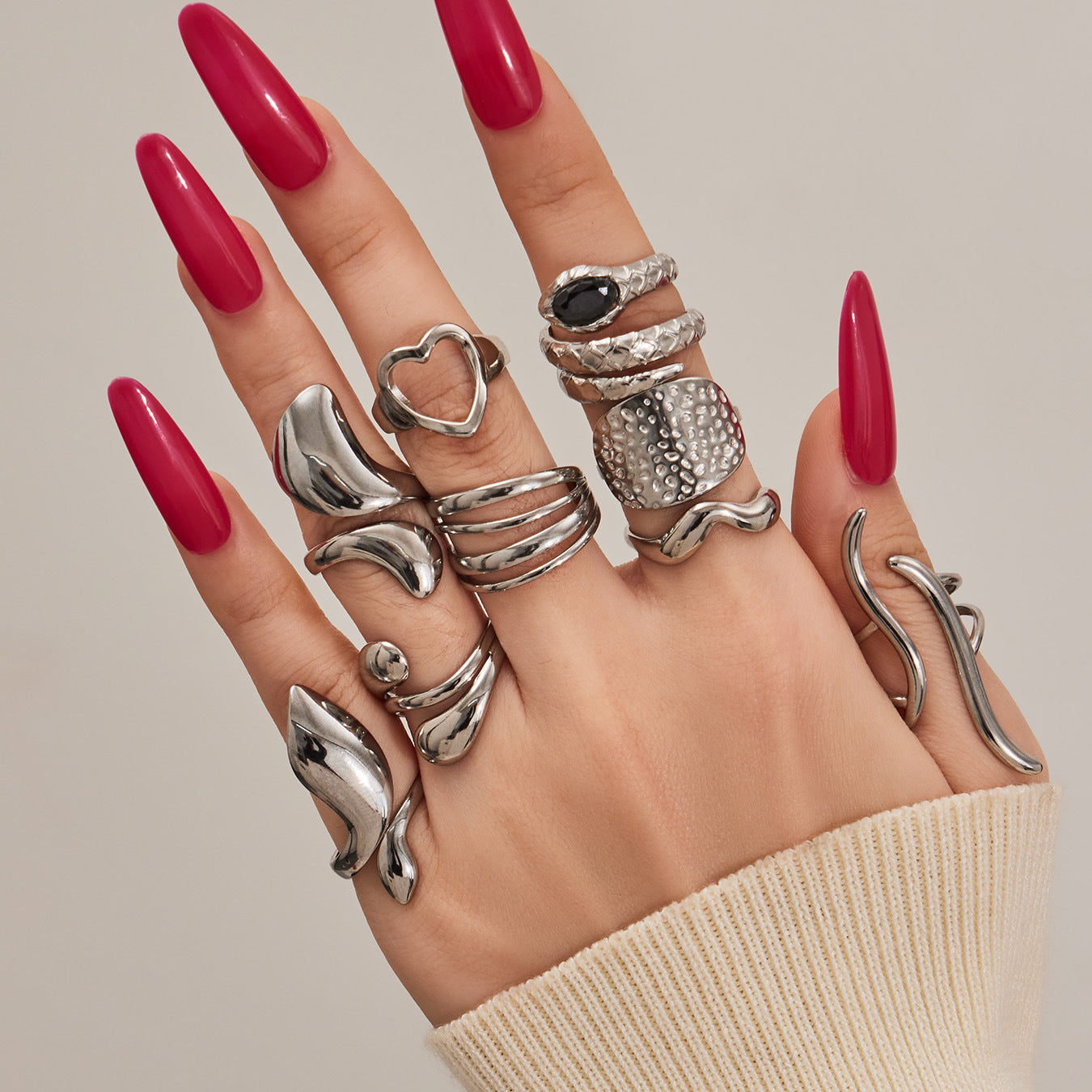 B廠【Y144】跨國小眾高級感輕奢幾何開口指環不銹鋼鍍金ins個性設計百搭戒指
 26.01-4