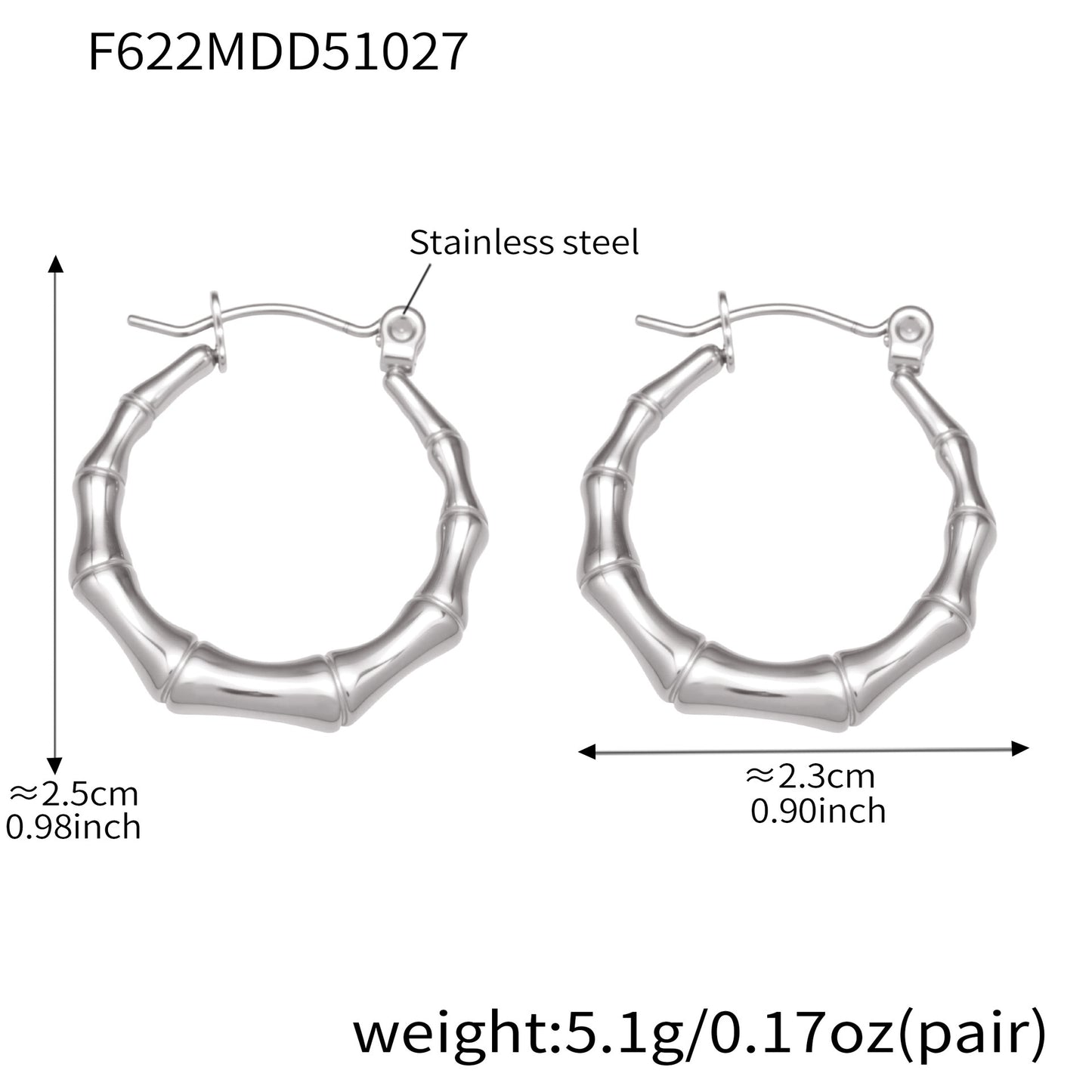B廠【F622】不銹鋼幾何竹節U型耳環ins小眾設計耳環鍍18k真金珠寶首飾
 25.11-1
