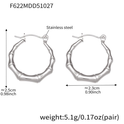 B廠【F622】不銹鋼幾何竹節U型耳環ins小眾設計耳環鍍18k真金珠寶首飾
 25.11-1