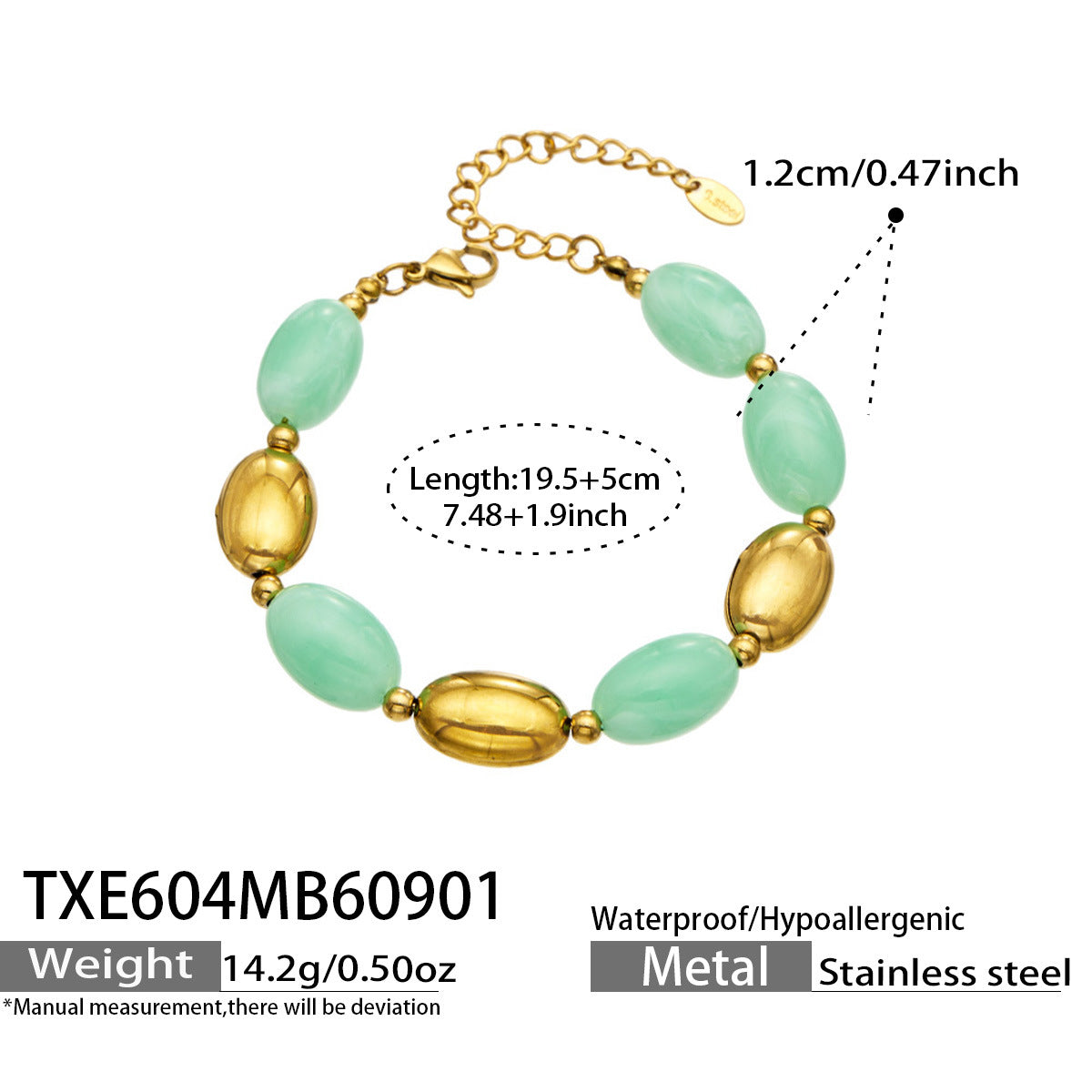B廠【TXP604】歐美跨境多巴胺串珠不銹鋼鍍金項鍊時尚百搭甜美鎖骨鏈手鍊女套裝
 26.09-1