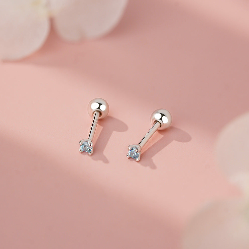 D廠【YC2922E】足銀S999藍鑽螺絲耳環簡約浪漫夢幻甜美精緻輕奢風氣質耳飾
 26.01-1