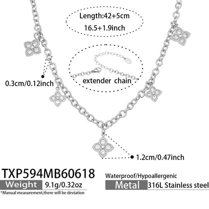 B廠【TXP594】歐美熱銷四葉花超閃滿鑽鋯石DIY多配件項鍊手鍊套組不鏽鋼鍍18k金
 26.06-4