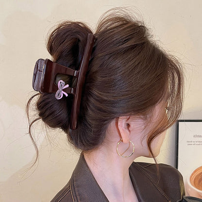 C廠【Y1005】蝴蝶結巧克力棕色抓夾女氣質大鯊魚夾2025新款高級感髮夾盤髮頭飾
 26.01-1