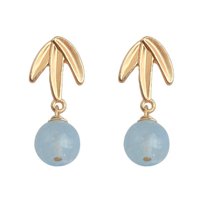 A廠【5593】國潮新中式天然石竹葉霧面質感個性小眾設計師耳飾手工耳環女 25.03-3