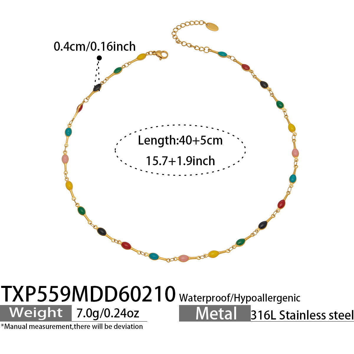 B廠【TXP559】歐美風時尚多巴胺撞色鎖骨項鍊手鍊不鏽鋼滴油材質簡約個性設計感
 26.03-2