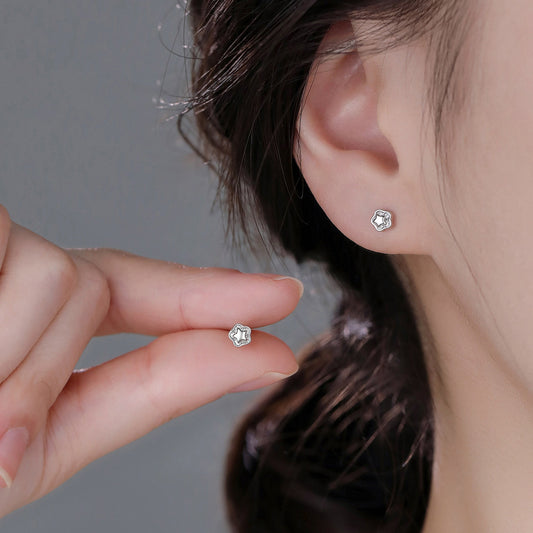 E廠【XDQ11242E】S999純銀小巧簡約星星耳環女日韓精緻鑲鋯石星形養耳洞耳飾品
 25.12-4