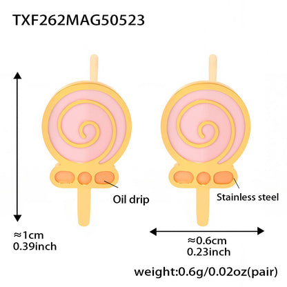 B廠【TXP262】不鏽鋼兒童飾品棒棒糖滴油戒指耳環手鍊項鍊組鍍18k真金 25.05-5