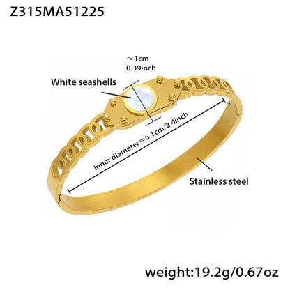 B廠【Z315】不鏽鋼幾何不規則鏤空手鐲鑲嵌5A鋯石組合手環鍍18k真金歐美飾品
 26.01-1