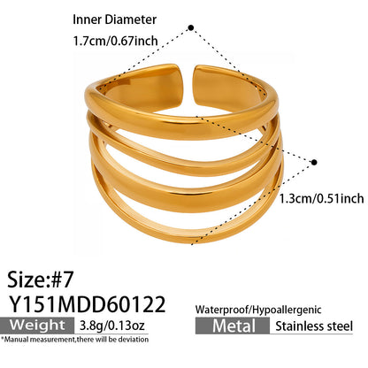 B廠【Y144】跨國小眾高級感輕奢幾何開口指環不銹鋼鍍金ins個性設計百搭戒指
 26.01-4