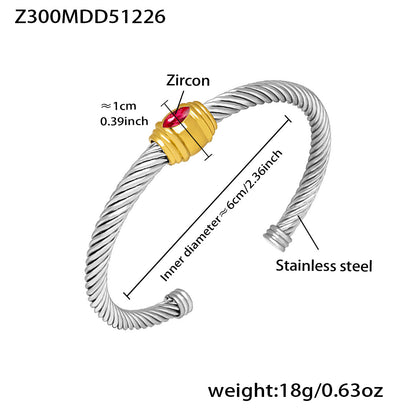 B廠【Z315】不鏽鋼幾何不規則鏤空手鐲鑲嵌5A鋯石組合手環鍍18k真金歐美飾品
 26.01-1