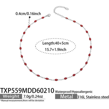 B廠【TXP559】歐美風時尚多巴胺撞色鎖骨項鍊手鍊不鏽鋼滴油材質簡約個性設計感
 26.03-2