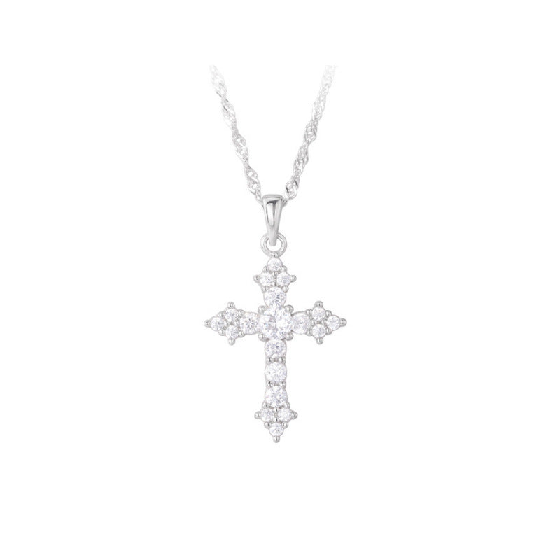E廠【XDQ0651N】S925純銀小眾高級感滿鑽十字架項鍊女冷淡風鑲鋯石吊墜鎖骨鏈
 25.12-4