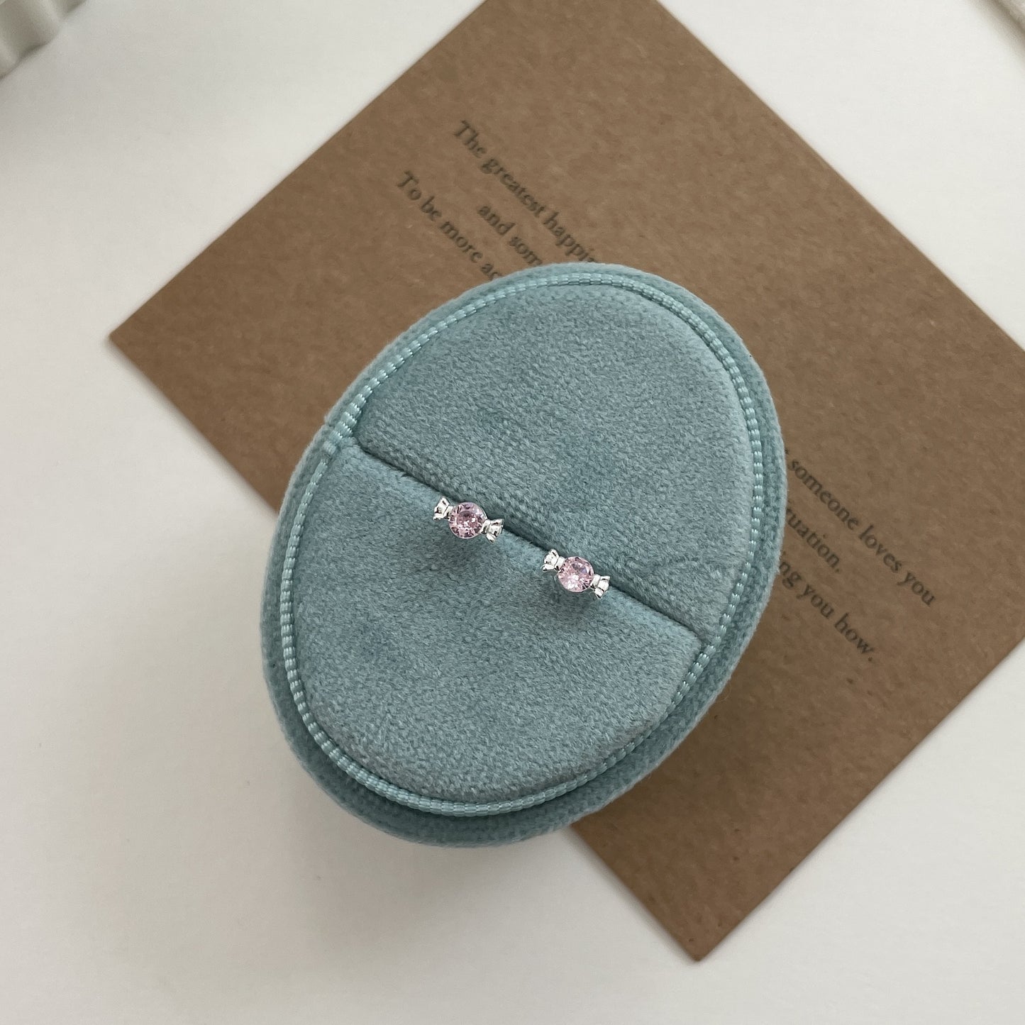 F廠【XDQ11293E】S999純銀迷你粉紅糖果耳環女甜美可愛ins鑲鋯石通勤耳飾品潮
 25.11-2