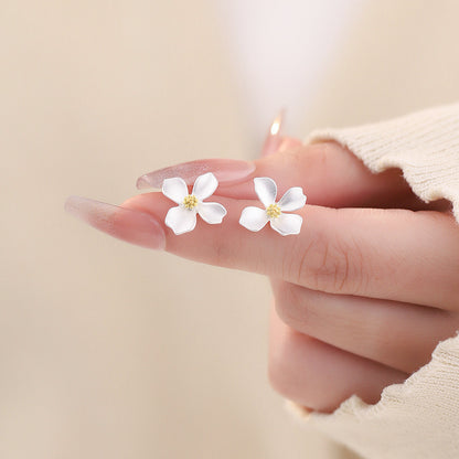 D廠【YC2569E】S999足銀清新梔子花耳環女氣質優雅輕奢高級感耳飾 25.01-1