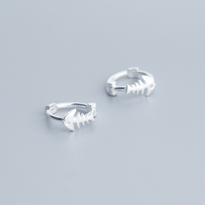 E廠【XDQ10416E】小巧氣質S925純銀魚骨耳扣女簡約冷淡風耳環幾何百搭耳飾潮
 26.06-4