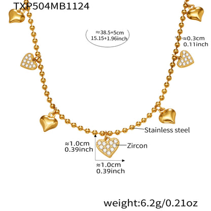 B廠【TXP504】不鏽鋼愛心鋯石項鍊手鍊耳環 鍍18k金chic風歐美時尚百搭珠寶首飾
 25.12-2