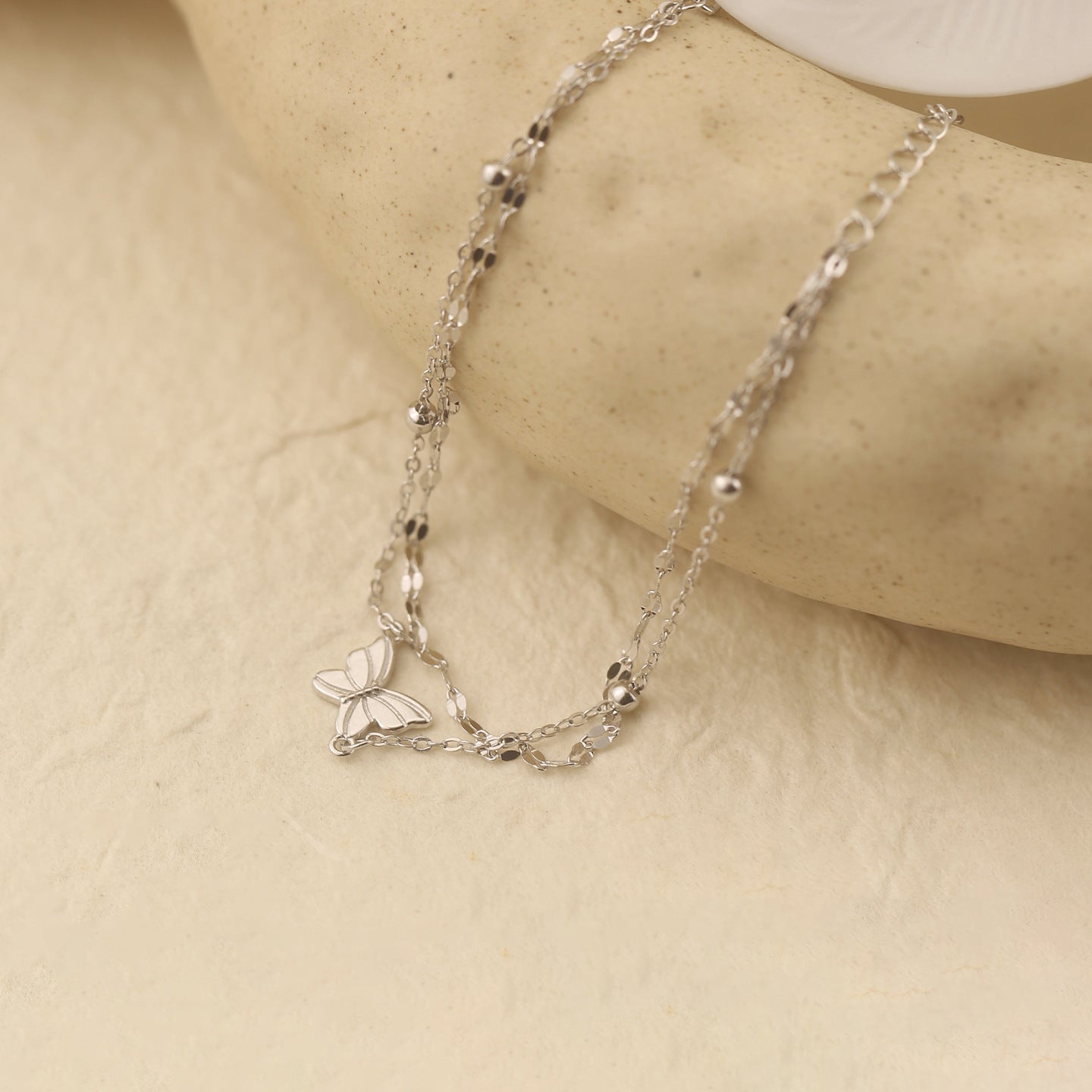 F廠【DQ0298S】S925純銀精緻雙層蝴蝶手鍊女輕奢高級感小清新手飾品
 25.09-1