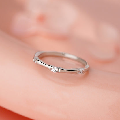 D廠【YC5258R】S999足銀新中式竹節鋯石戒指女國風小眾文藝復古百搭森係指環
 25.12-1