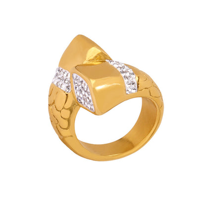 B廠【A042】不鏽鋼鋯石交叉幾何戒指鍍18k金歐美時尚輕奢百搭個性氣質食指戒
 26.01-1