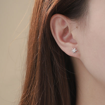 D廠【YC4369E】S999足銀雪花彎鉤螺絲耳環多款式甜美氣質百搭小眾耳飾 25.01-4