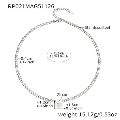 B廠【RP021】不銹鋼愛心字母鑲嵌鋯石吊墜項鍊手鍊套裝 歐美個性首飾鍍18k真金
 25.12-1