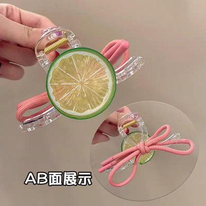 C廠【Q57】清新檸檬抓夾女2026新款後腦勺甜美蝴蝶結水果抓夾鯊魚夾髮抓頭飾
 26.05-4「C廠-單筆結帳需滿，NT$500出貨(不含運費)」