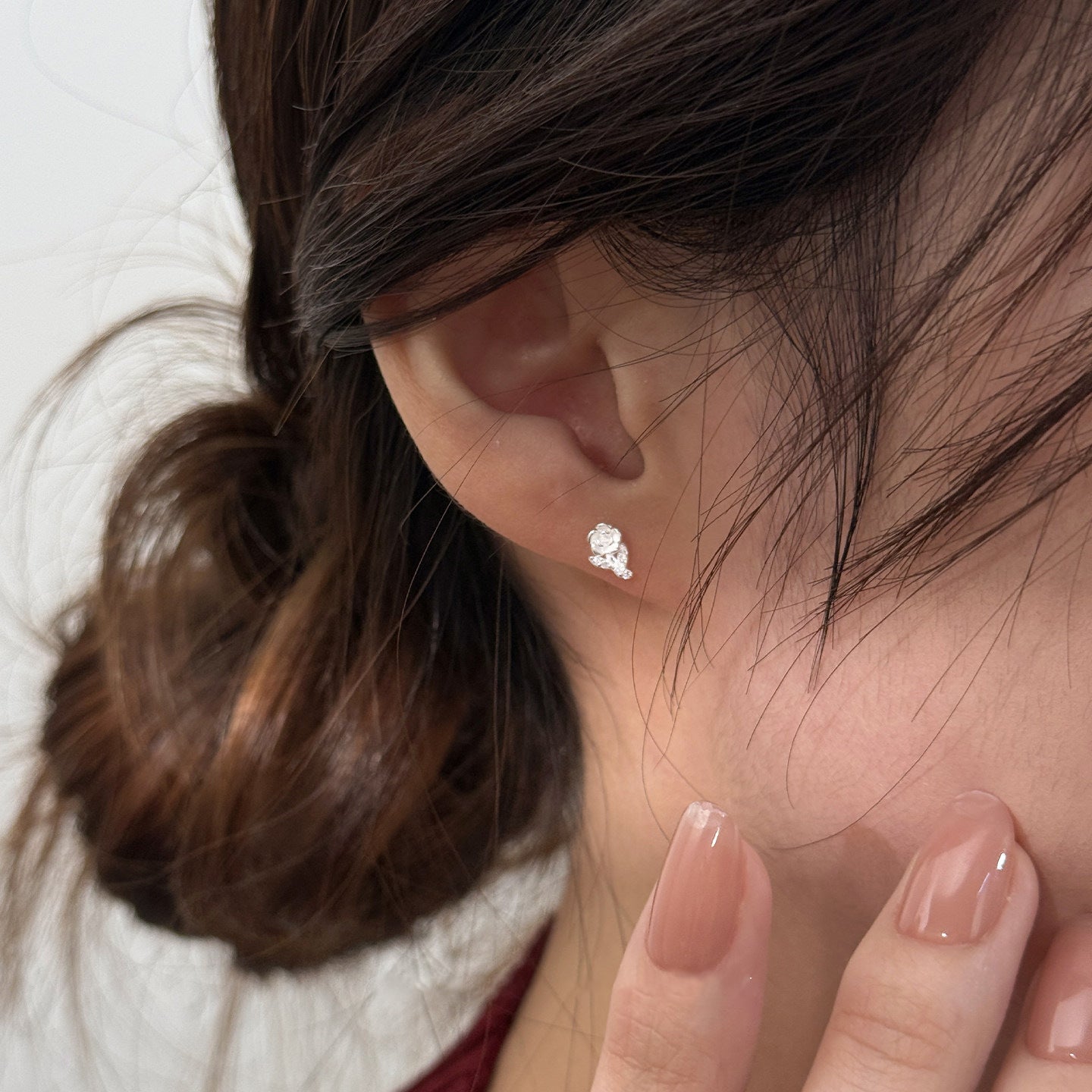 E廠【XDQ10684E】S999純銀甜美小清新玫瑰花耳環女精緻花朵微鑲百搭耳飾品
 26.03-2