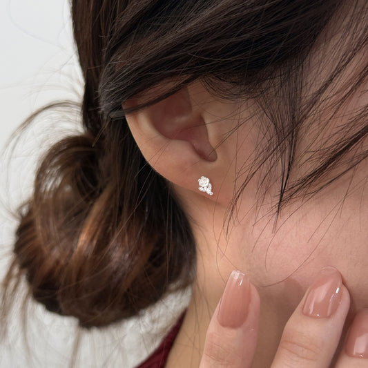 E廠【XDQ10684E】S999純銀甜美小清新玫瑰花耳環女精緻花朵微鑲百搭耳飾品
 26.03-2