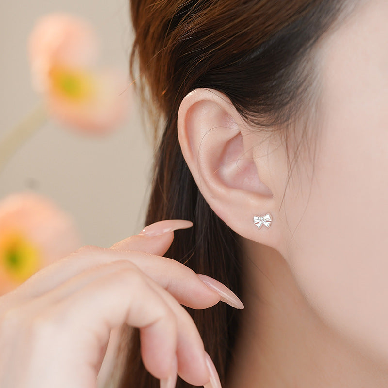 E廠【YC6717E】足銀S999清新蝴蝶結耳環女甜美氣質可愛公主精美文藝溫柔耳飾
 25.11-1