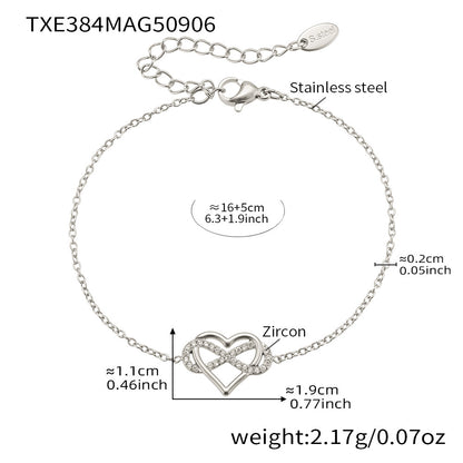 B廠【TXP384】跨境新款8字愛心5A鋯石鎖骨項鍊手鍊手鍊套裝不銹鋼材質不掉色
 25.09-2
