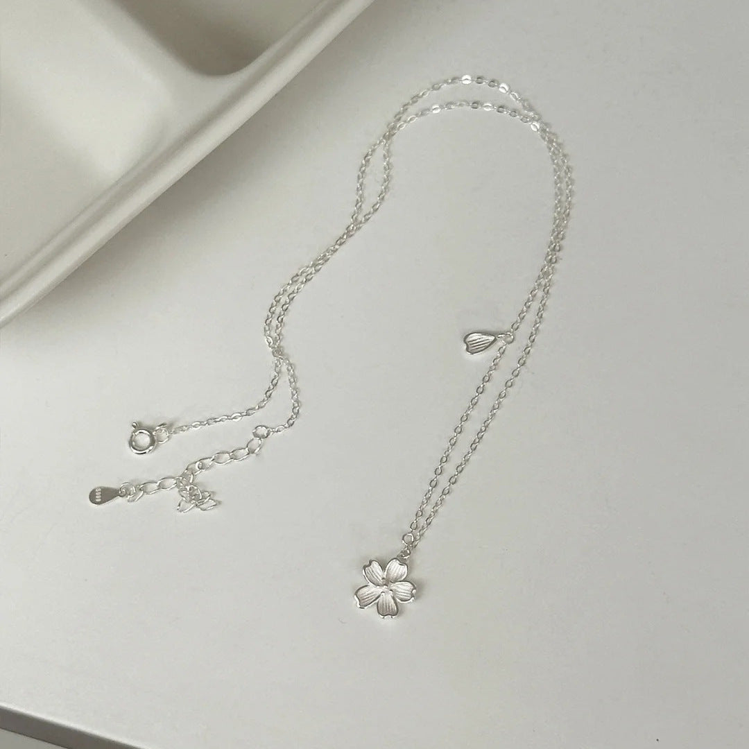 E廠【XDQ0898N】S999純銀韓系ins櫻花項鍊女輕奢高級感花朵時尚百搭鎖骨鏈潮
 25.11-4